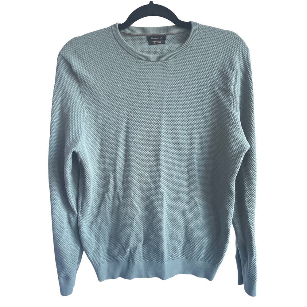 Massimo Dutti Men's Light Blue Cotton‎ Cashmere Knit Sweater Size L